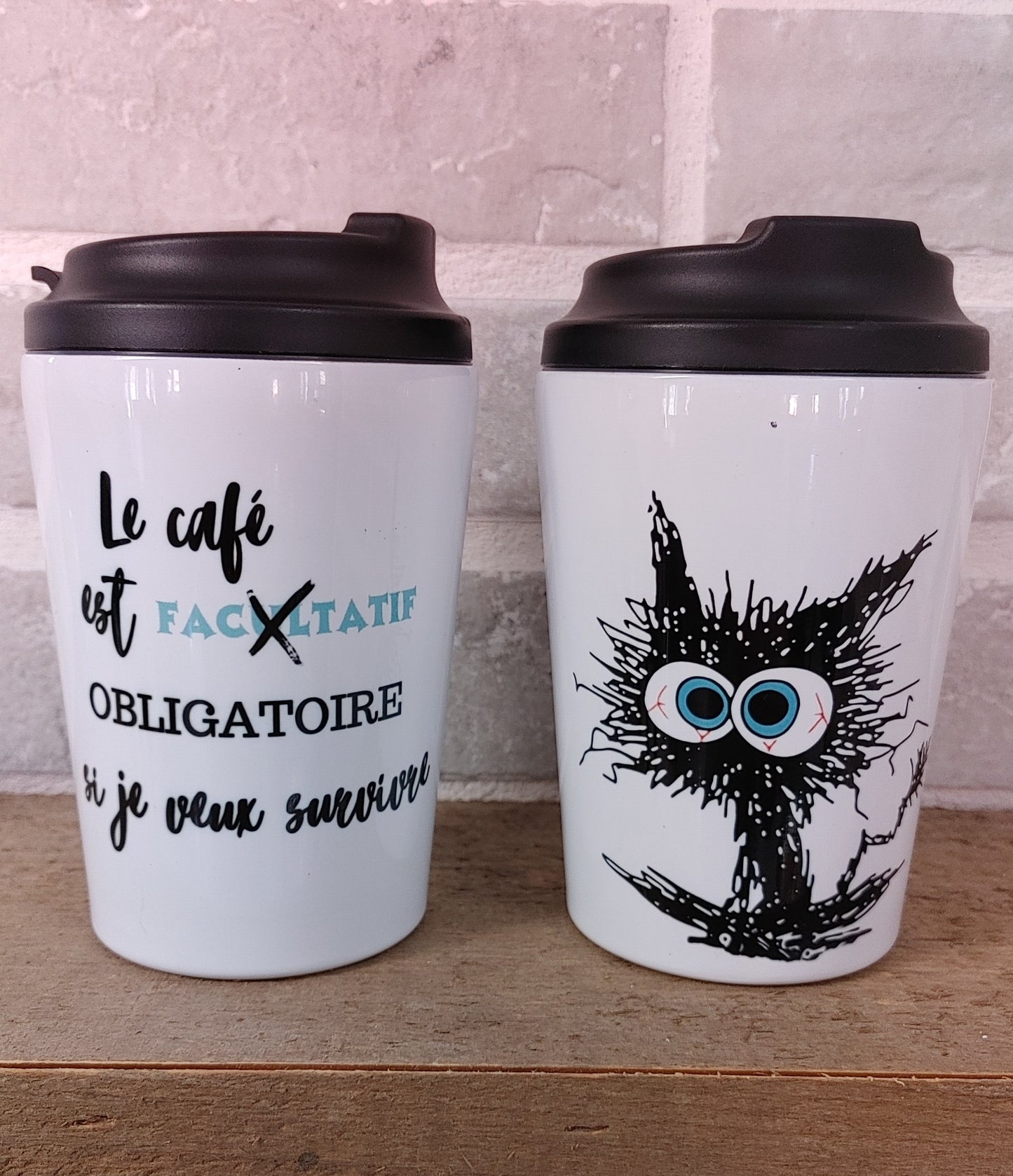 Verre à café isotherme "Chat it's fine " 12oz