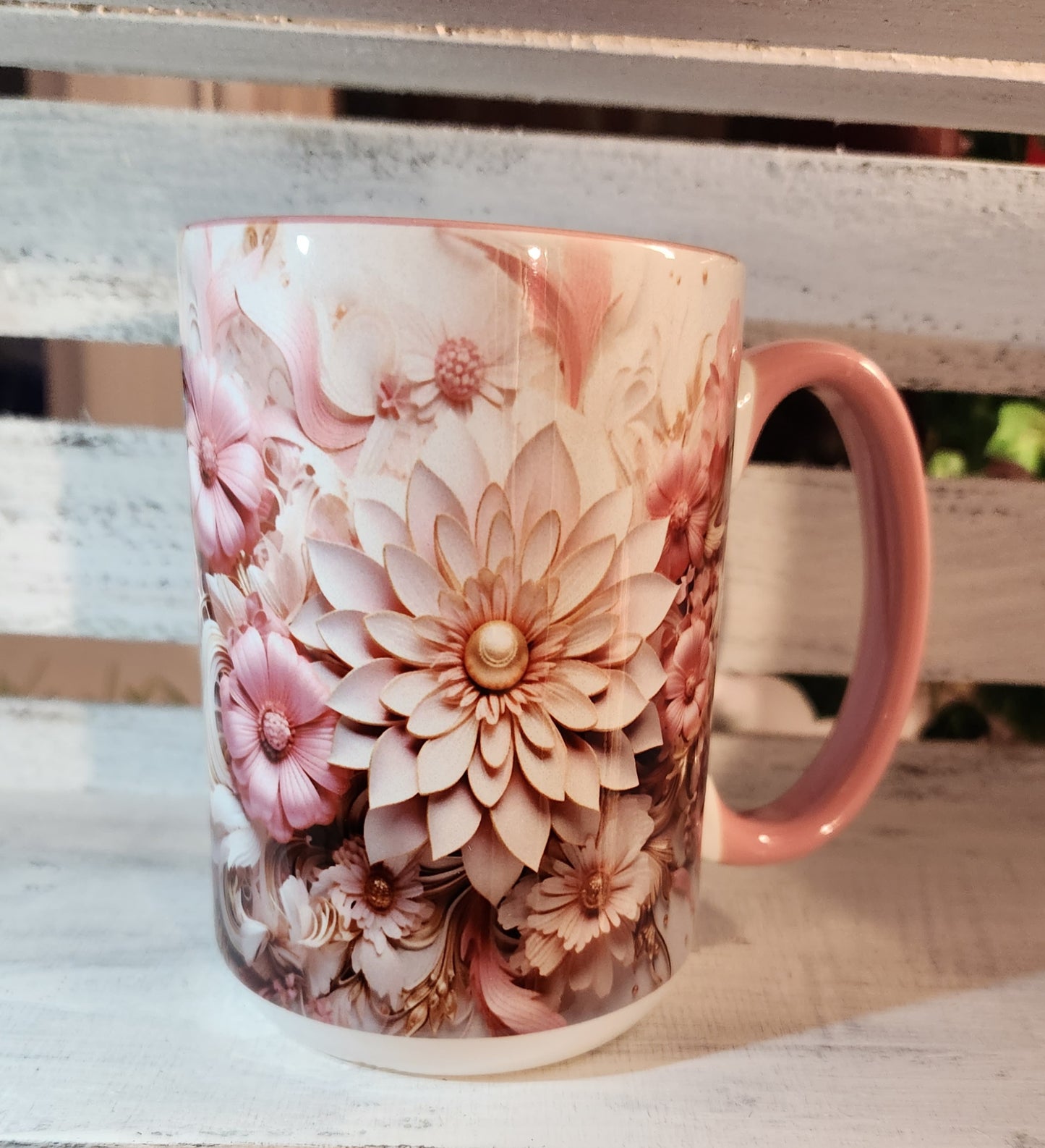 Tasse "3D fleurie rose" 15 oz