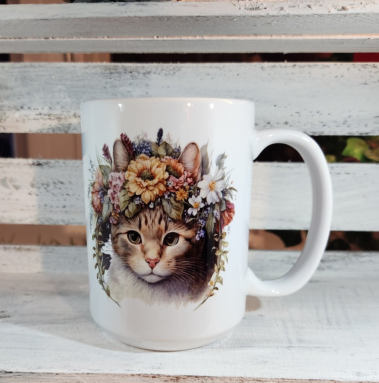 Tasse "Chaton tout en fleur" 15 oz