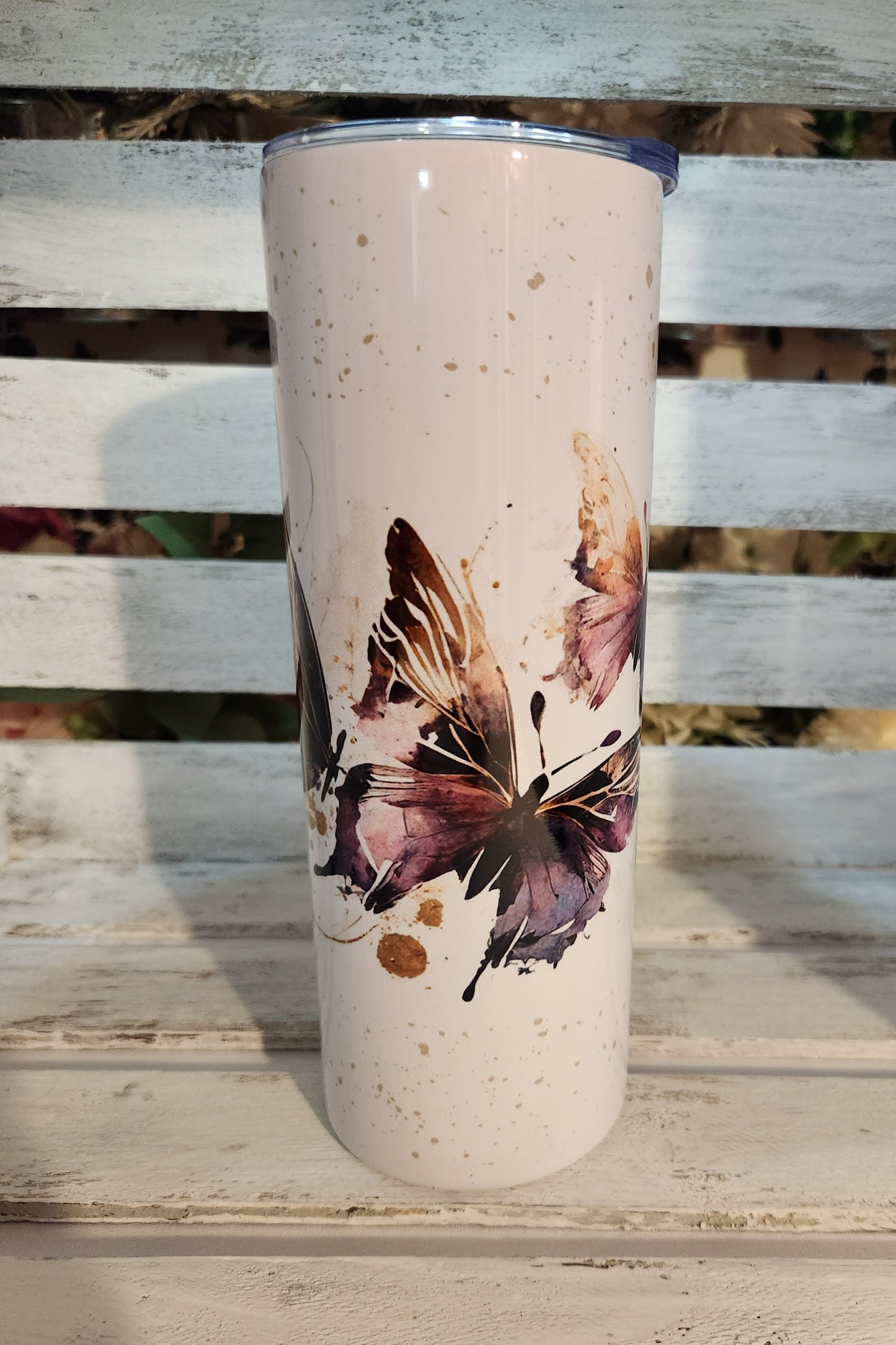 Tumbler isotherme "Papillon mauve" 20 oz