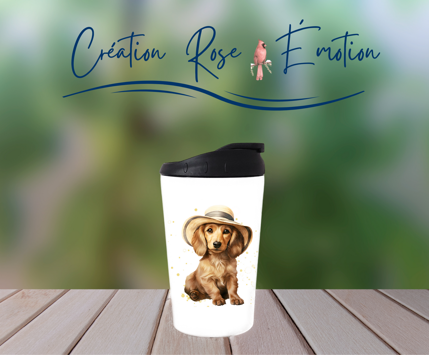 Verre à café isotherme "Chien coquet " 12oz