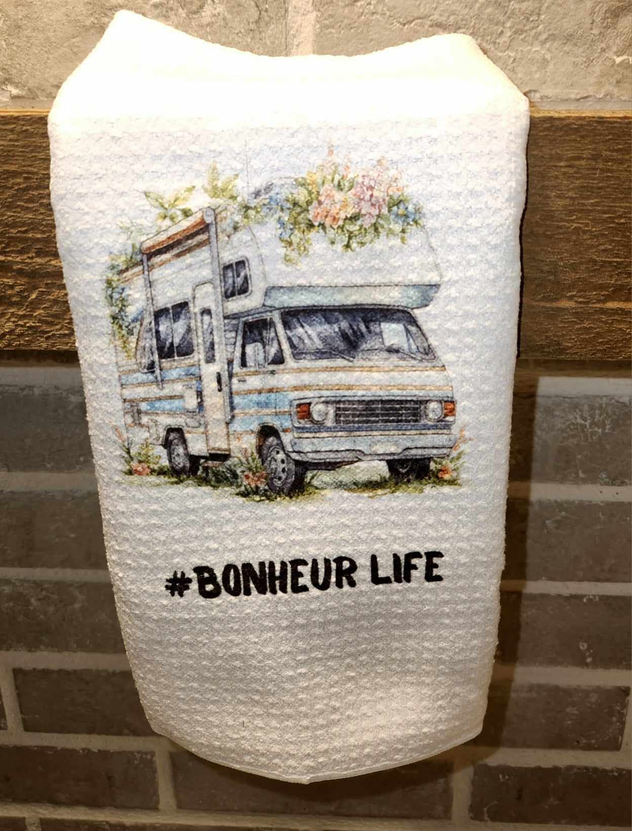Linge vaisselle "Camping bonheur life"