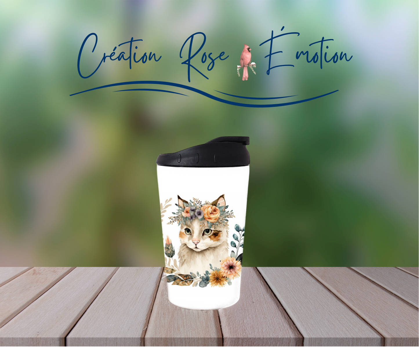 Verre à café isotherme "Minou Couronné " 12oz