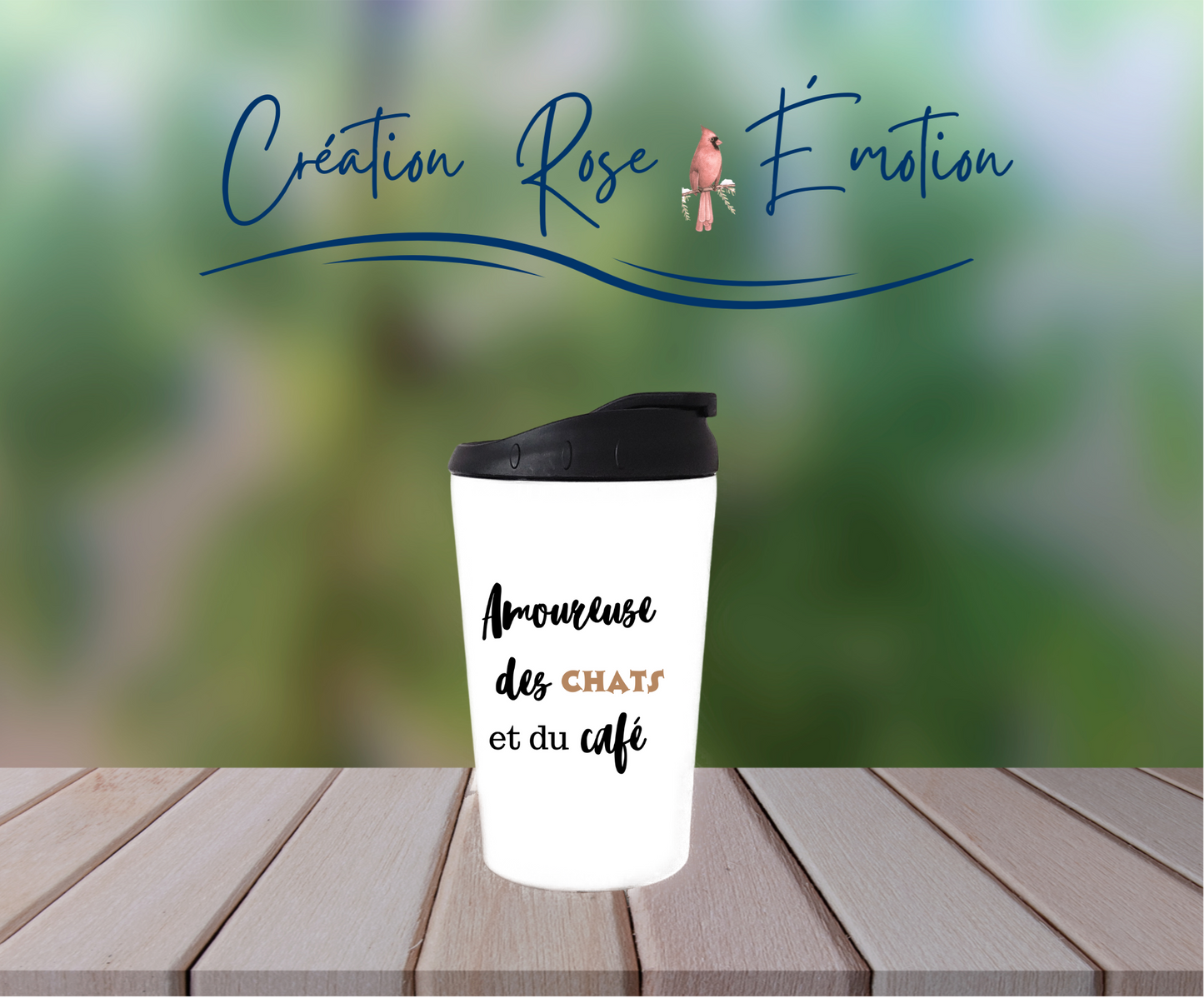 Verre à café isotherme "Minou Couronné " 12oz