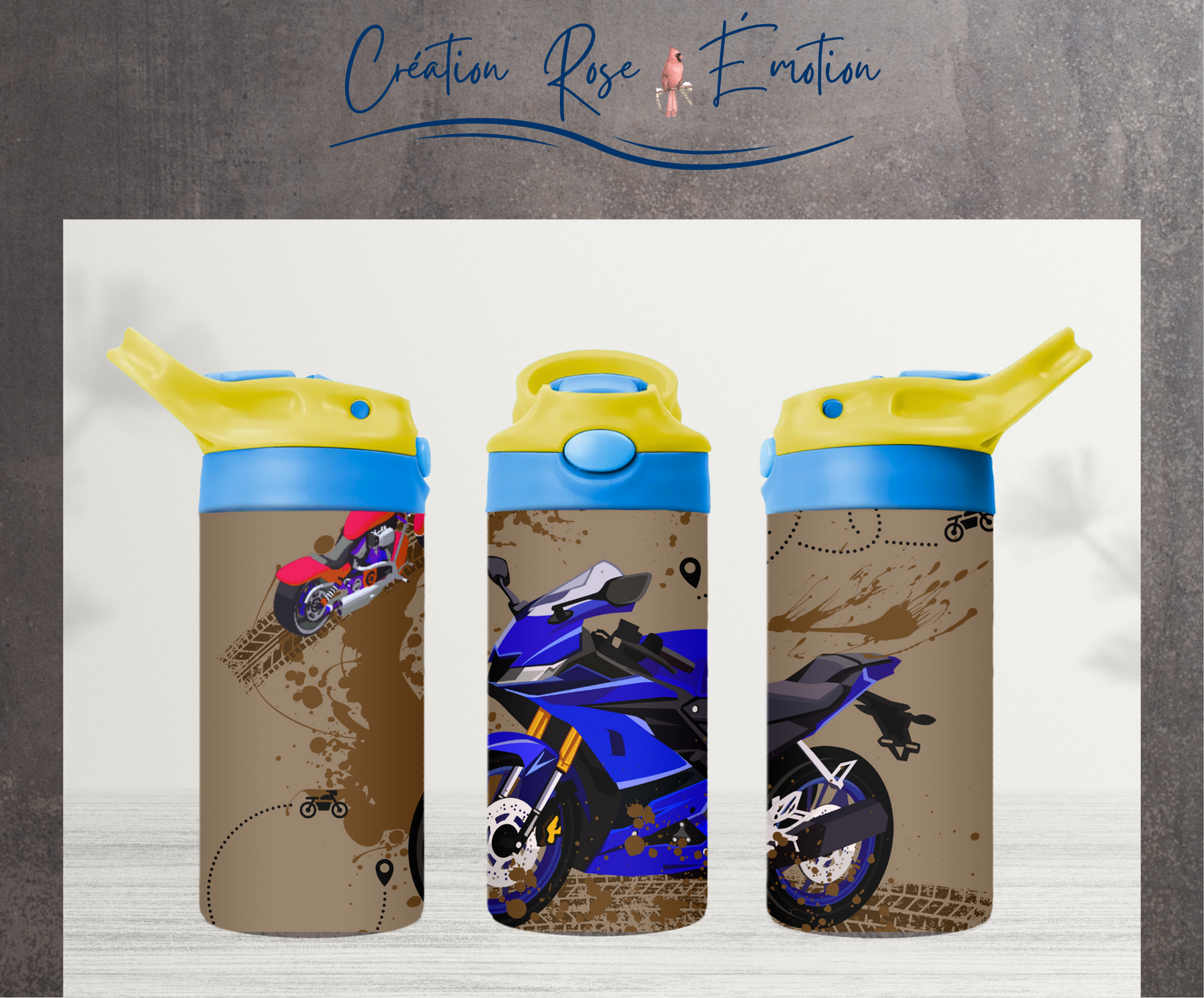 Verre Enfant "Moto bleu"