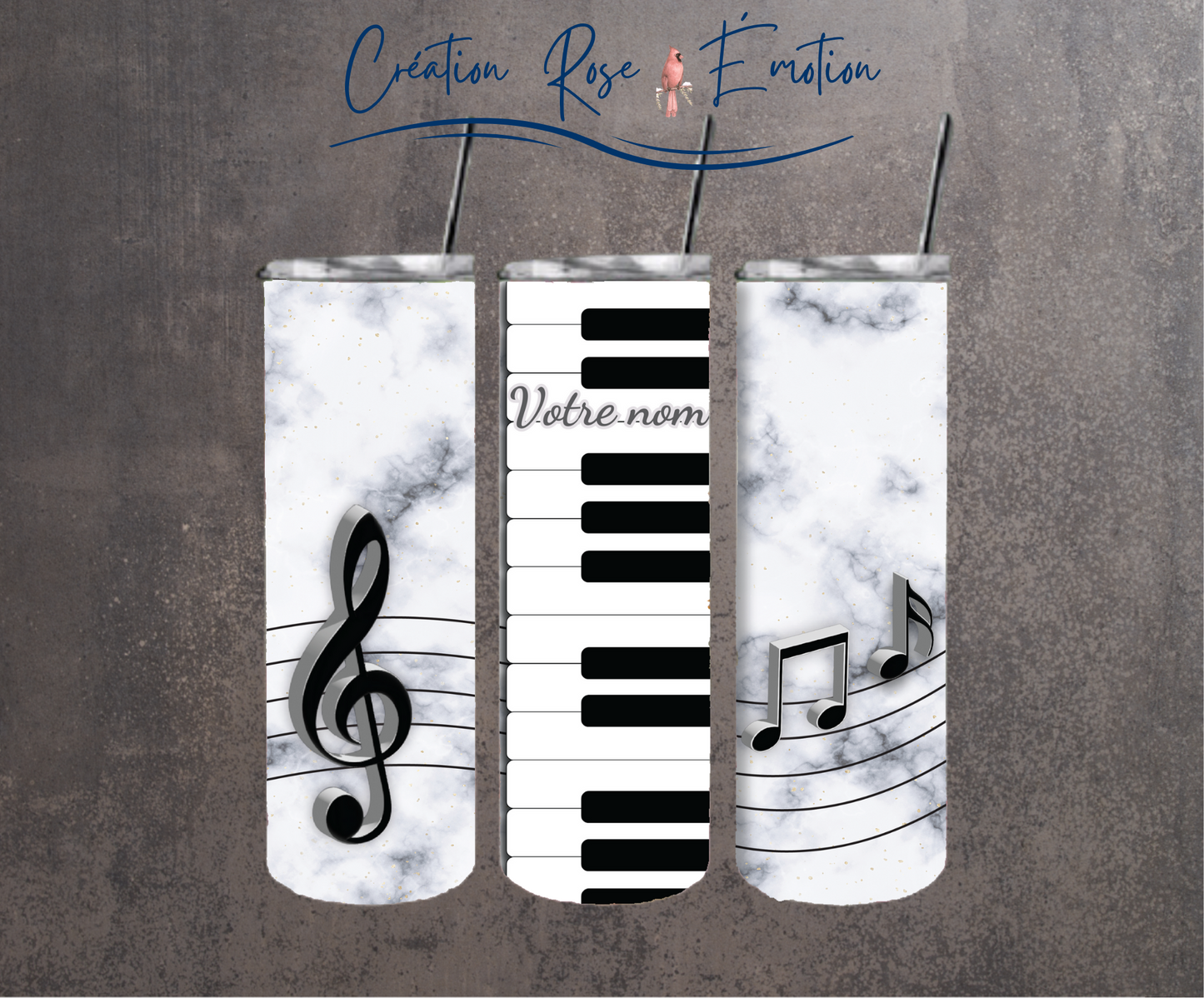Tumbler isotherme "Musique au piano " 20 oz