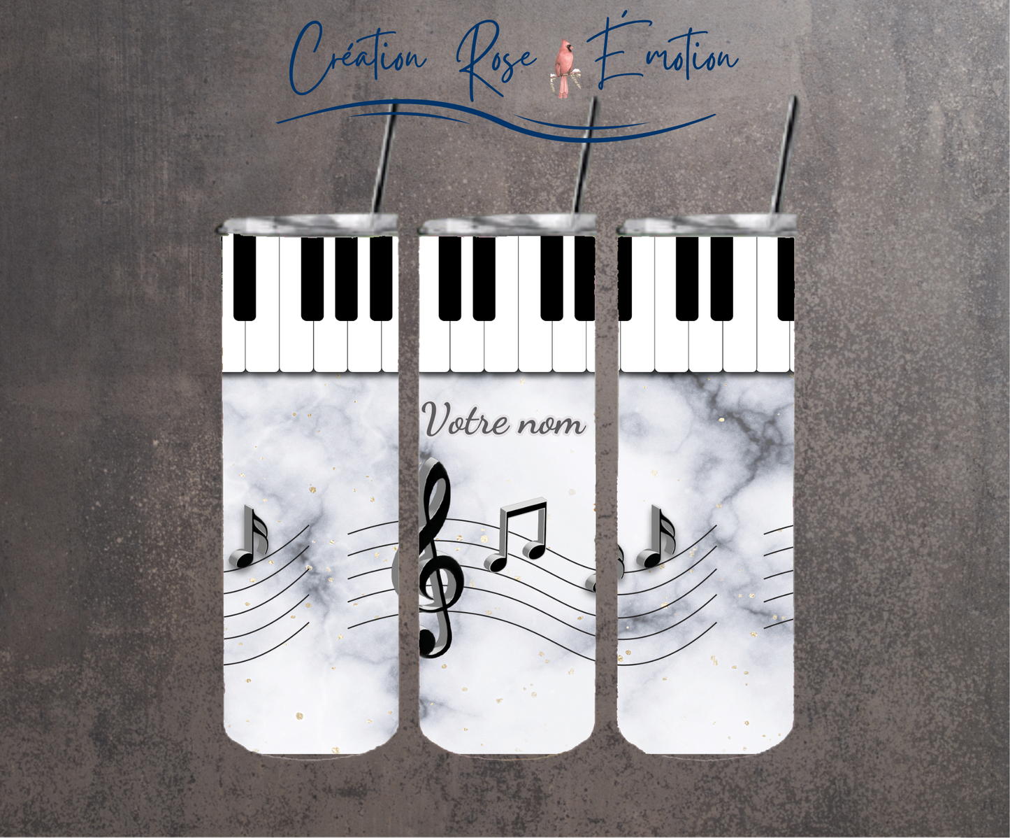 Tumbler isotherme "Musique noir et blanche " 20 oz