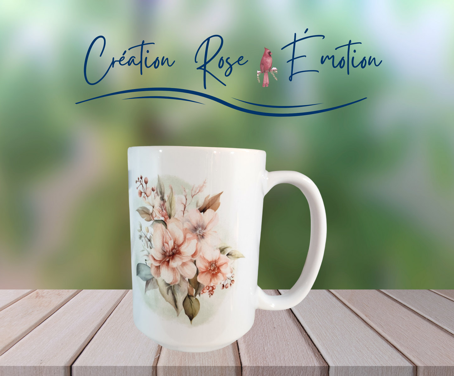 Tasse "Fleurs rosé" 15 oz