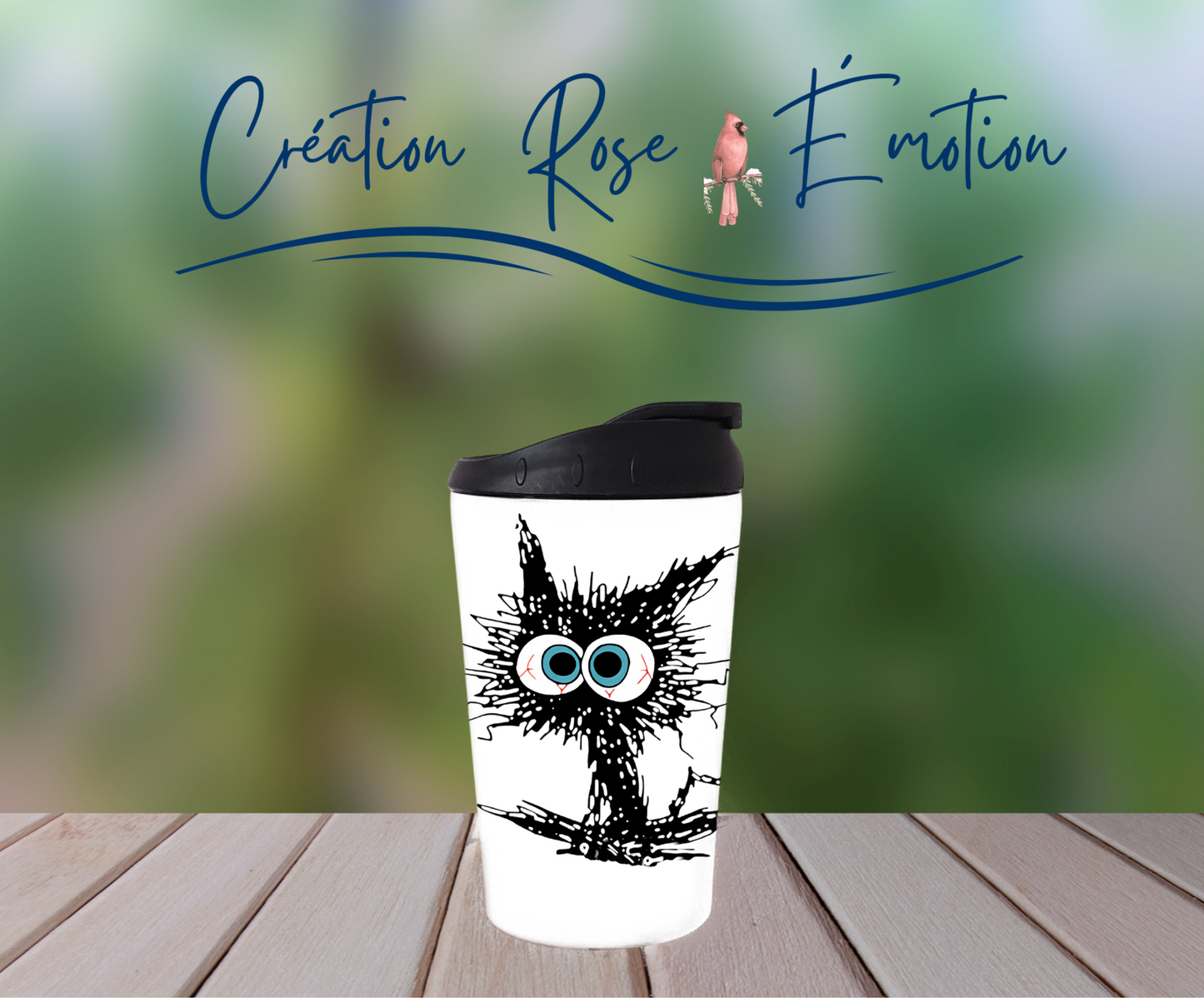 Verre à café isotherme "Chat it's fine " 12oz