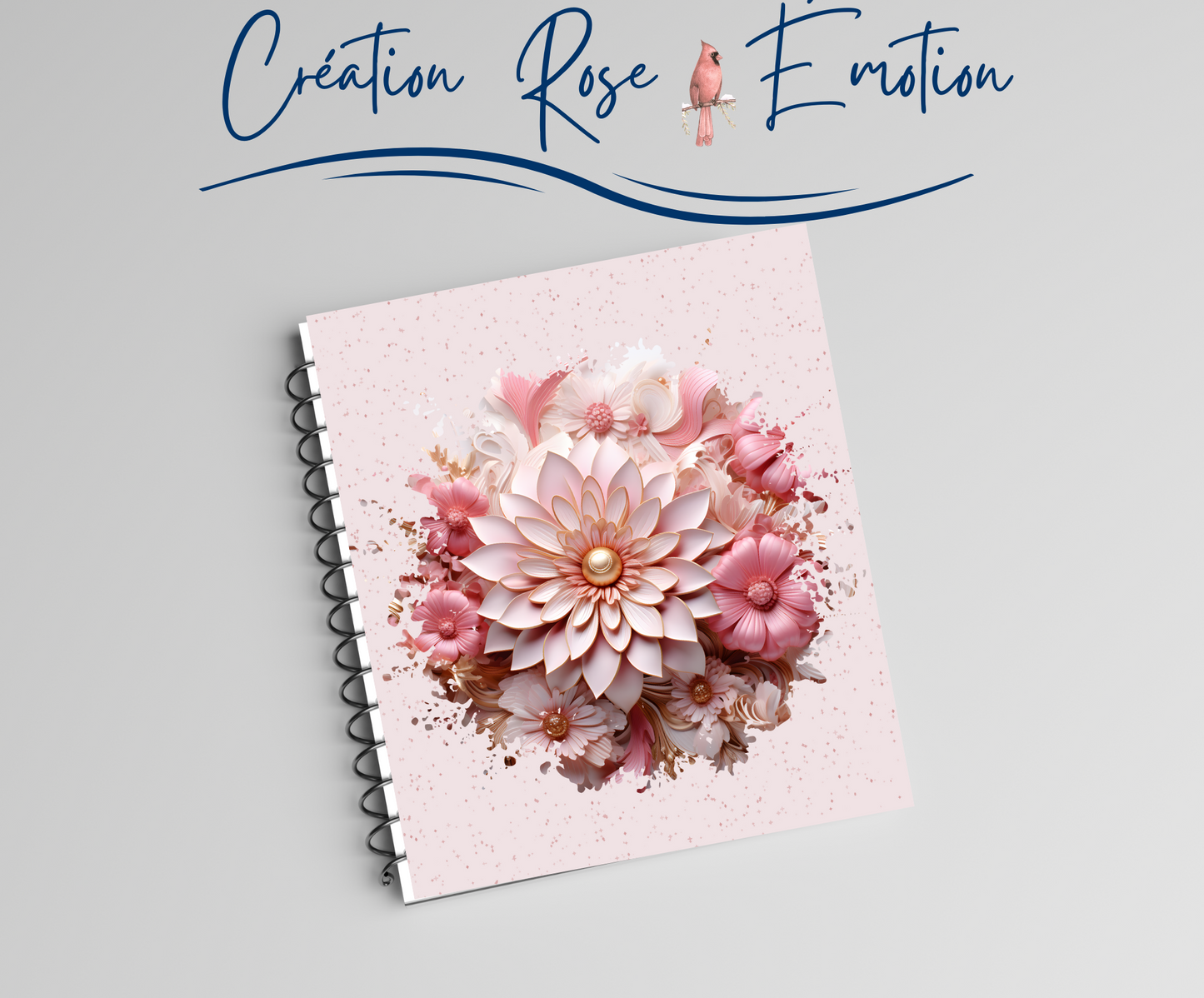 Cahier "3D fleur rose"